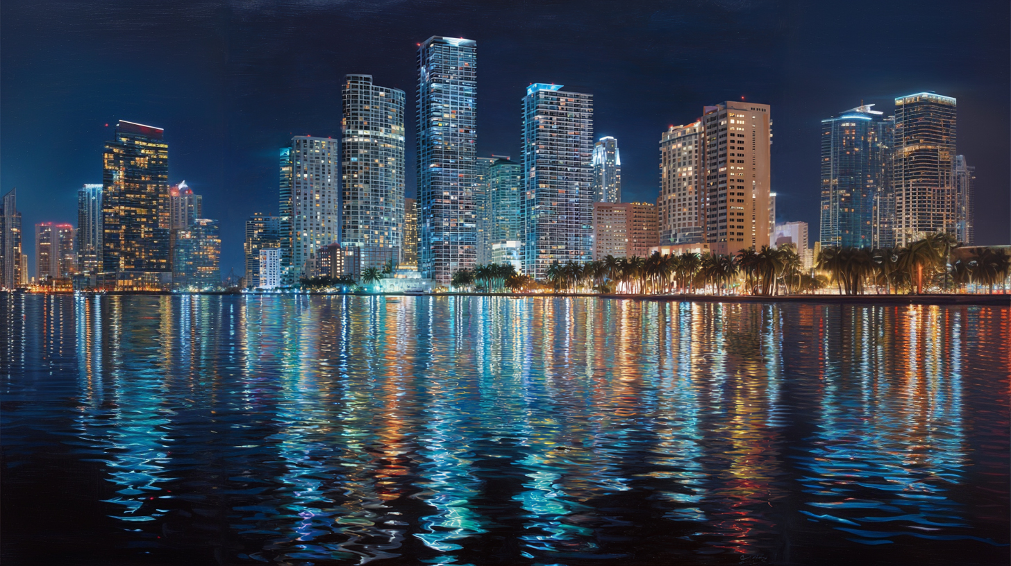 A total different vibe of Miami's skyline at night awaits.