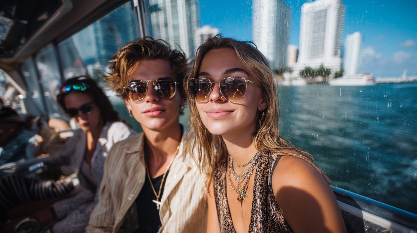 a man points out some interesting highlight during his shore excursion.