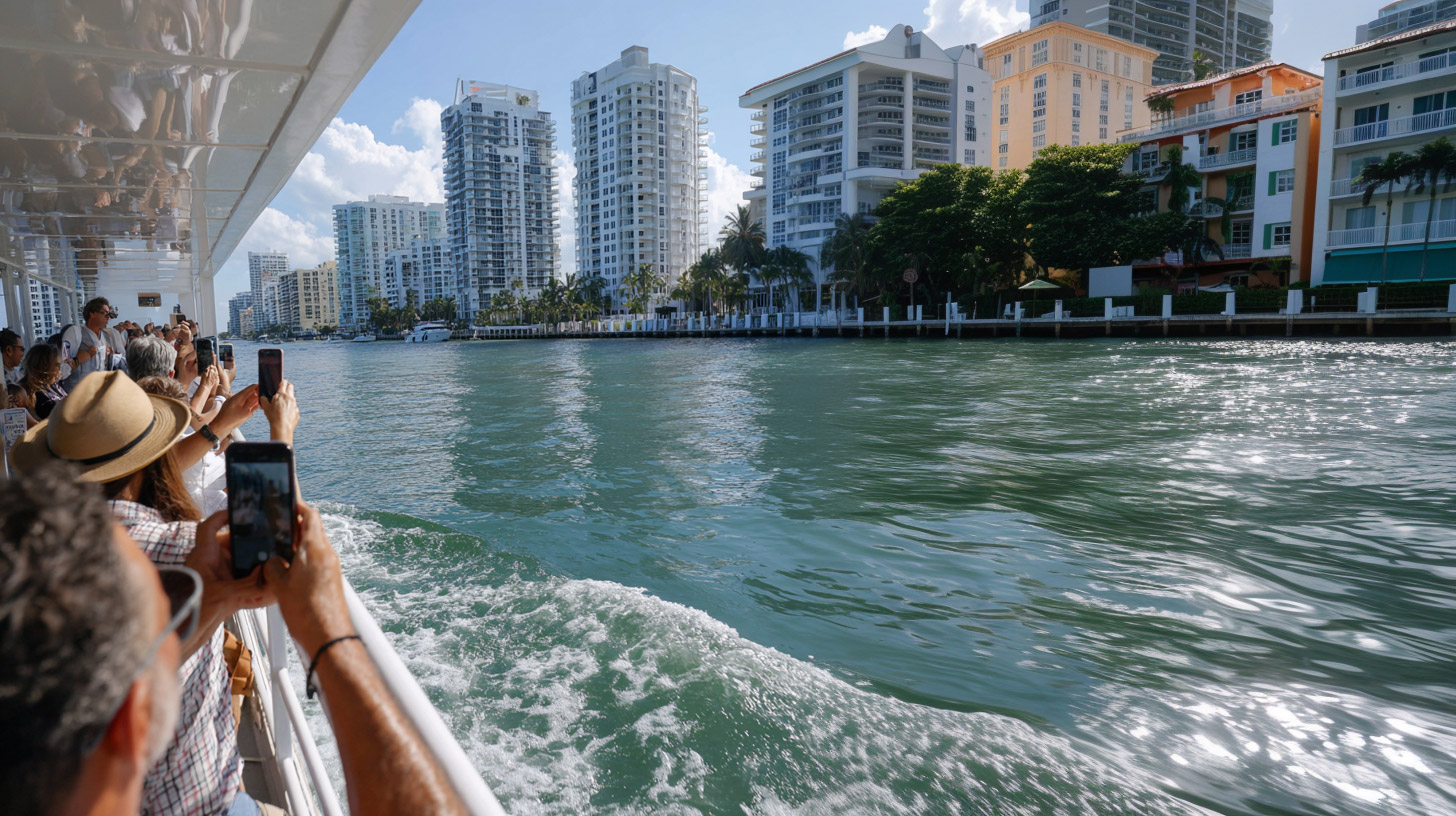 Everyone pulls their phones out for a pictures of the skyline.