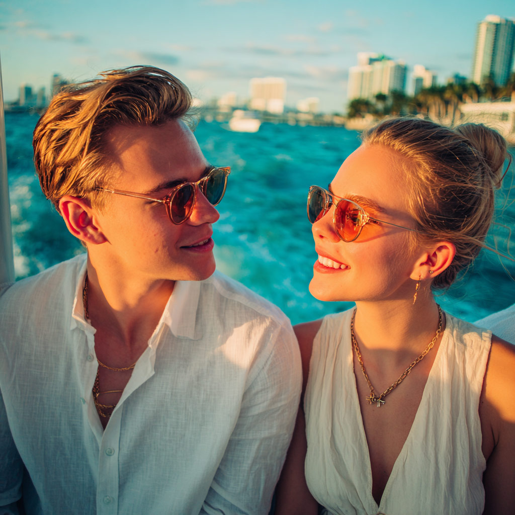 A couple enjoying the cruise on Valentine's Day.