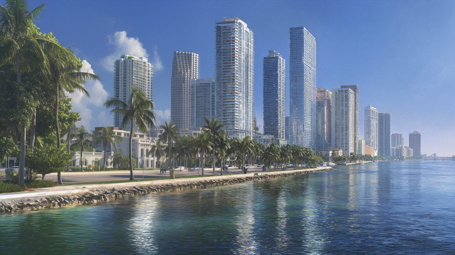 A skyline view of Downtown Miami.
